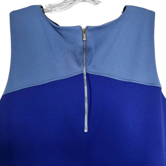 Tahari Color Block Sleeveless Blue Black Shift Dress Size 12 - Picture 6 of 9